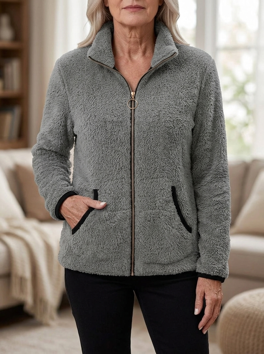 Hedda Cozy Zip-Up Jacket in gray