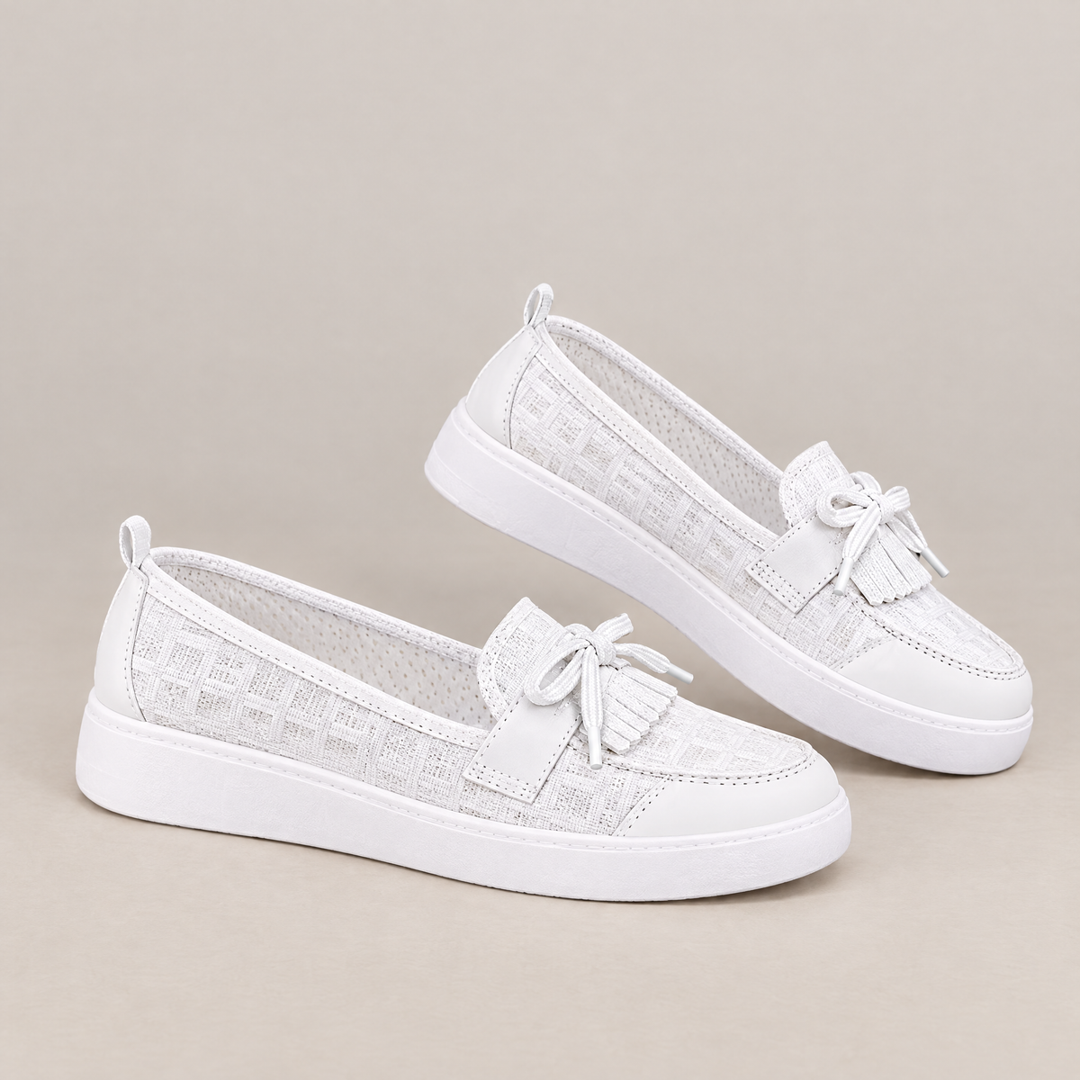 Pearl orthopedic comfort flats in white
