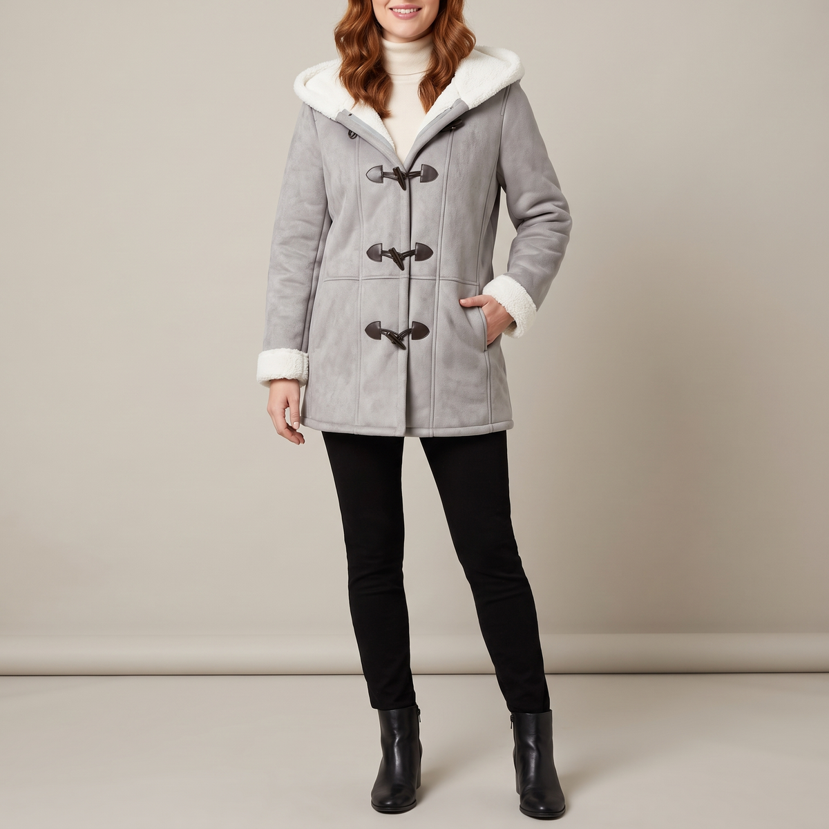 Hazel hooded toggle coat in gray