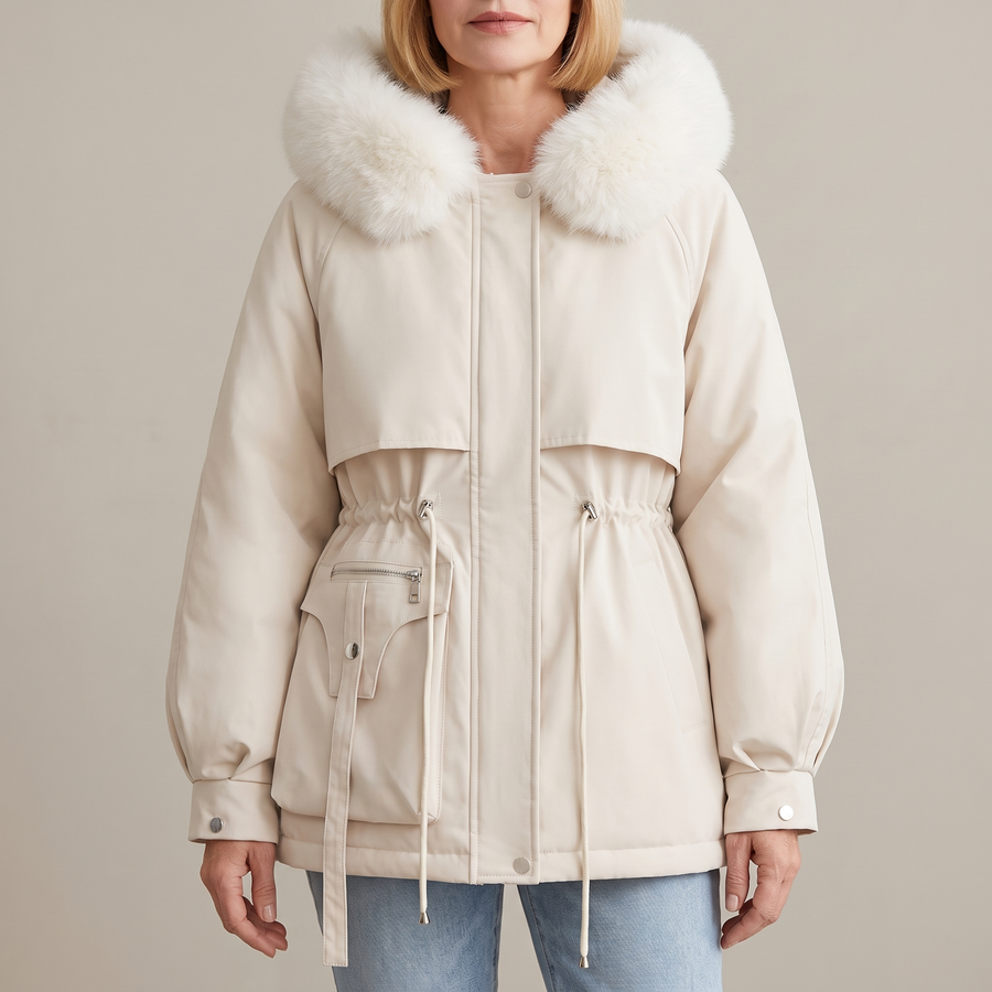 Mika hooded winter jacket in ivory