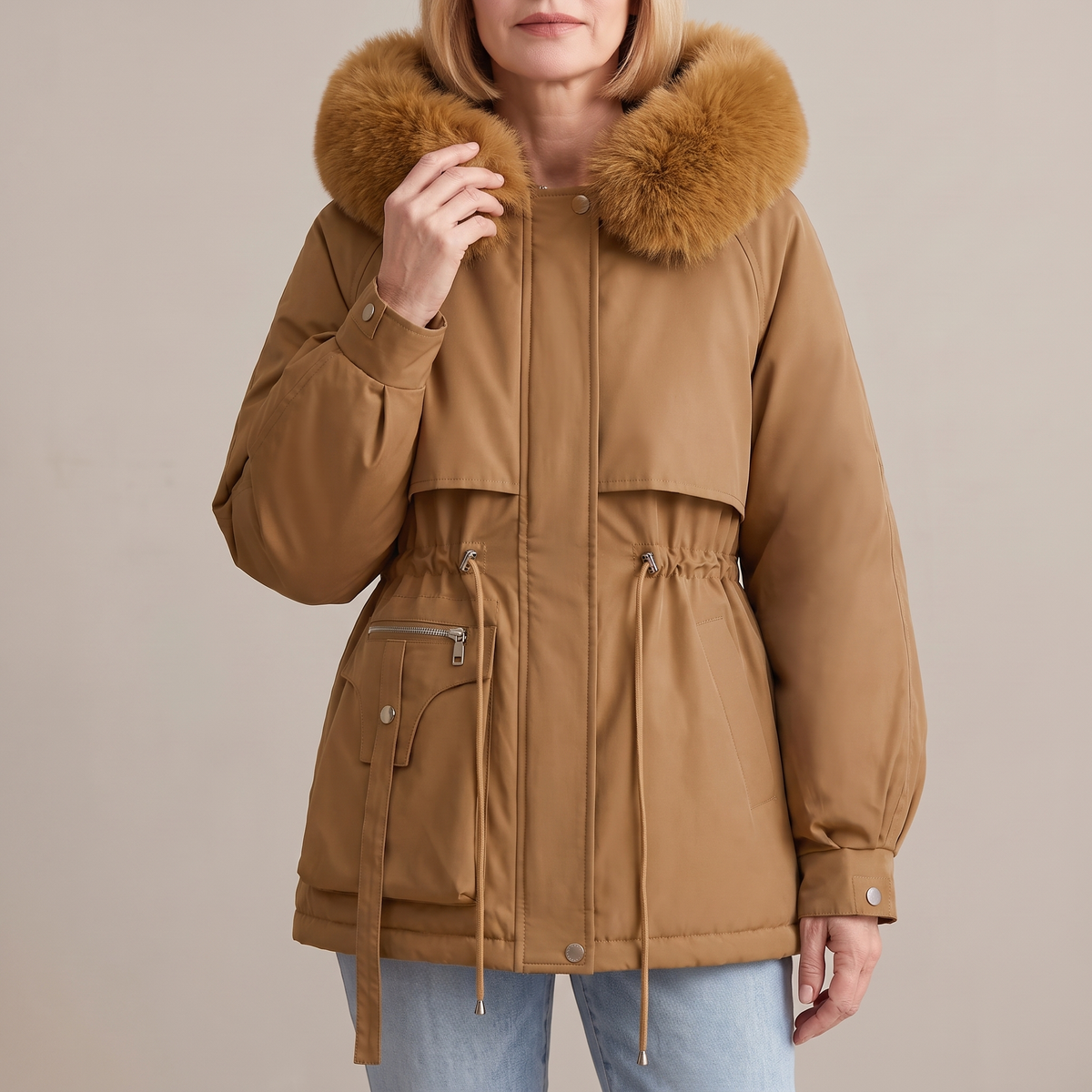 Mika hooded winter jacket in brown