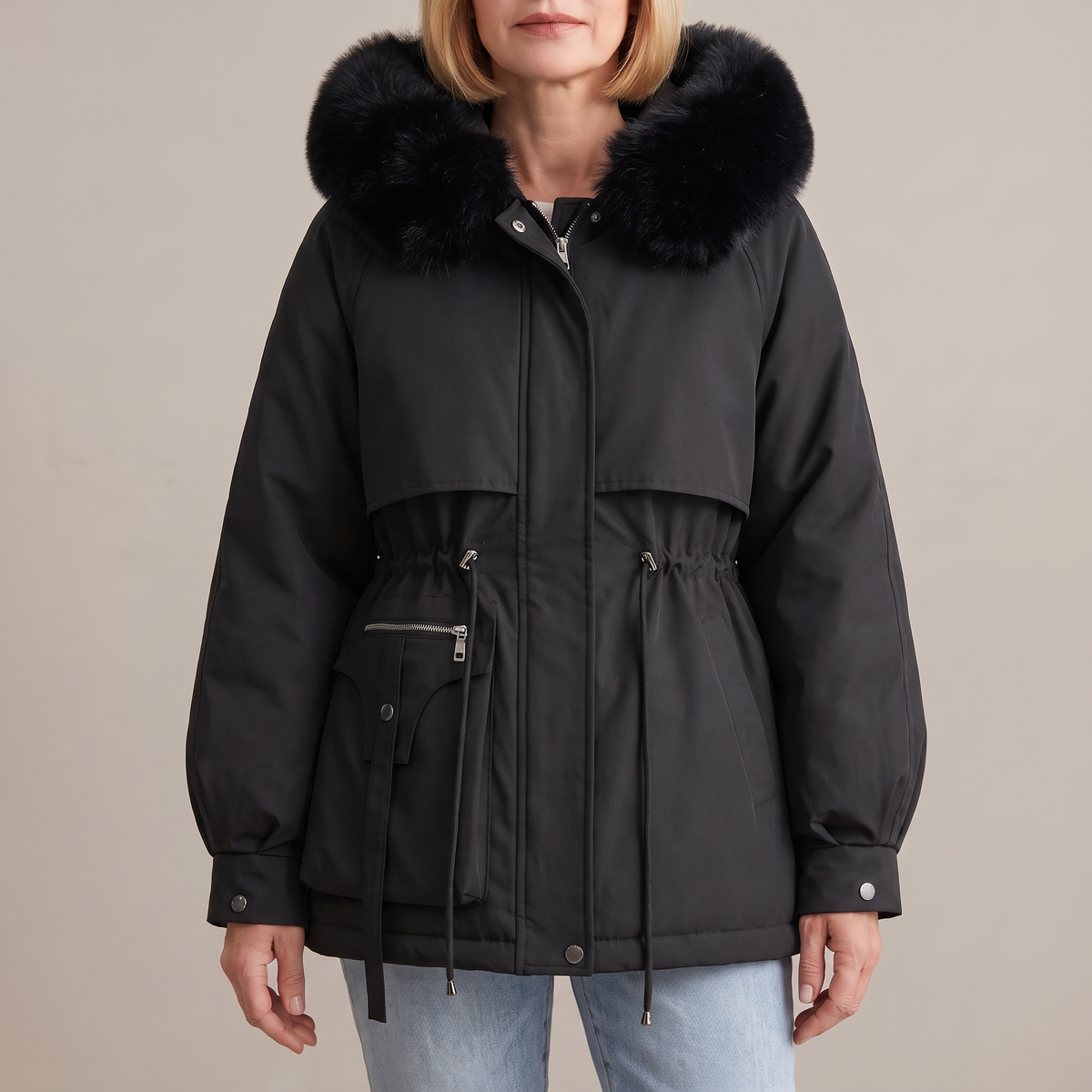 Mika hooded winter jacket in black