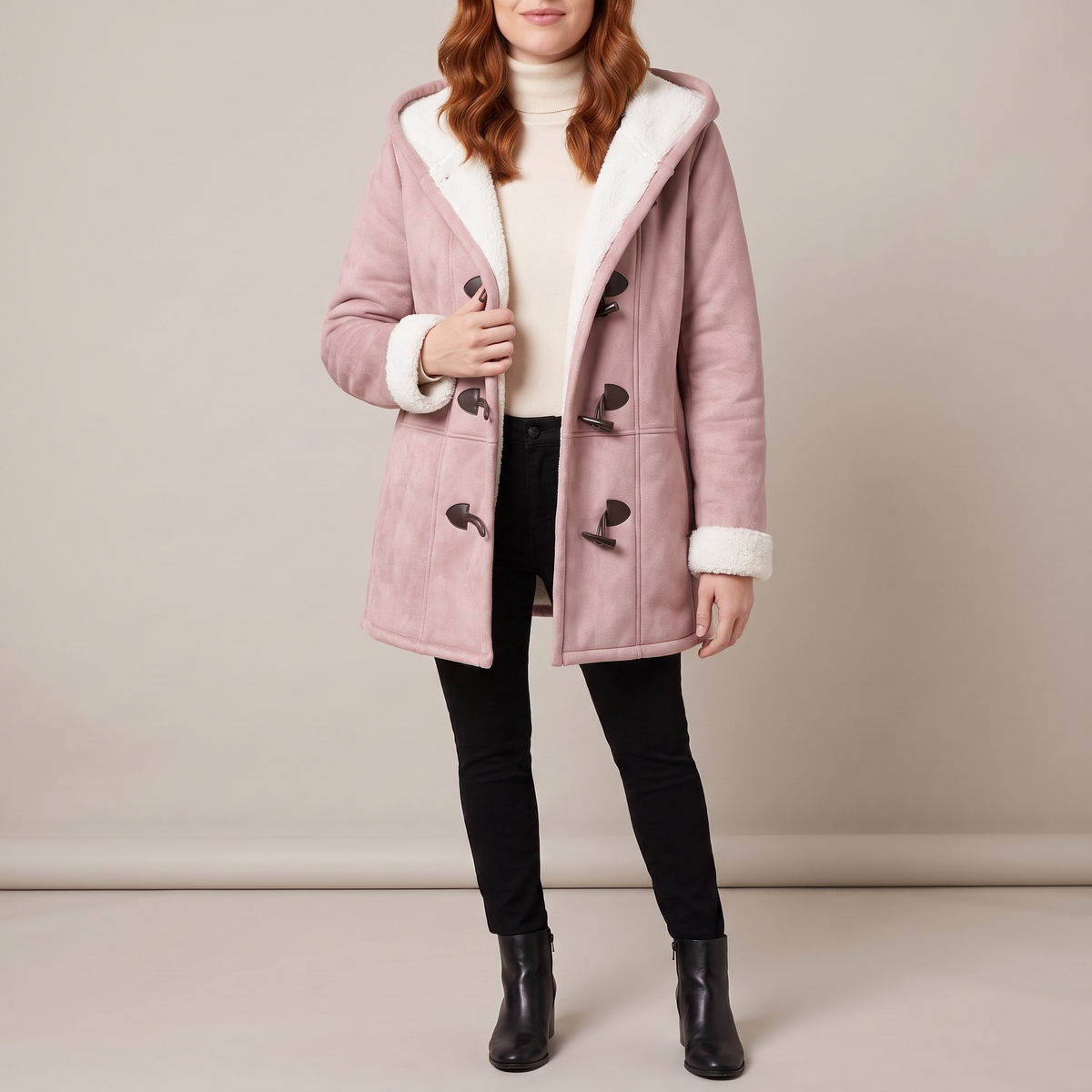 Hazel hooded toggle coat in pink