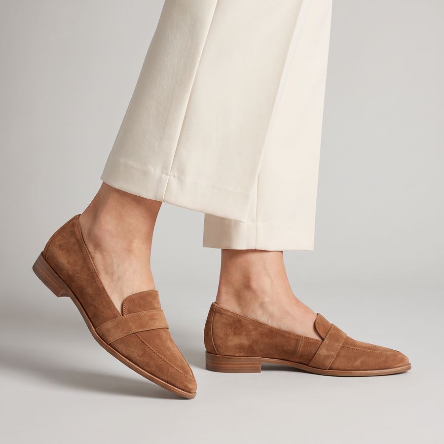Mirabel pointed toe loafers with low sides worn
