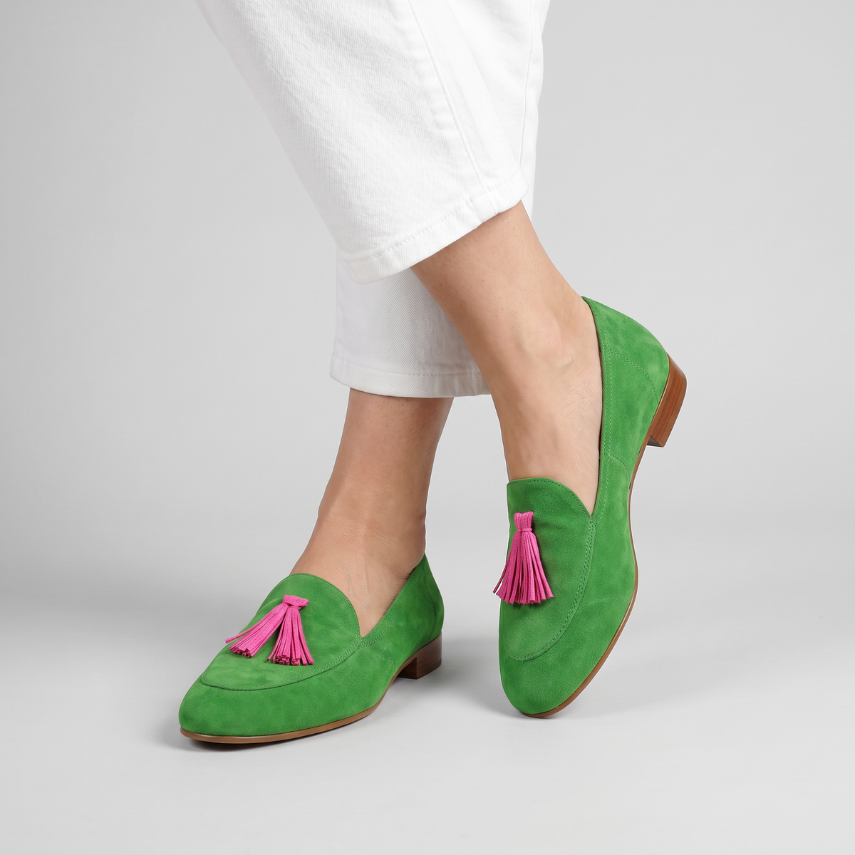 Haven round toe loafers with tassel worn