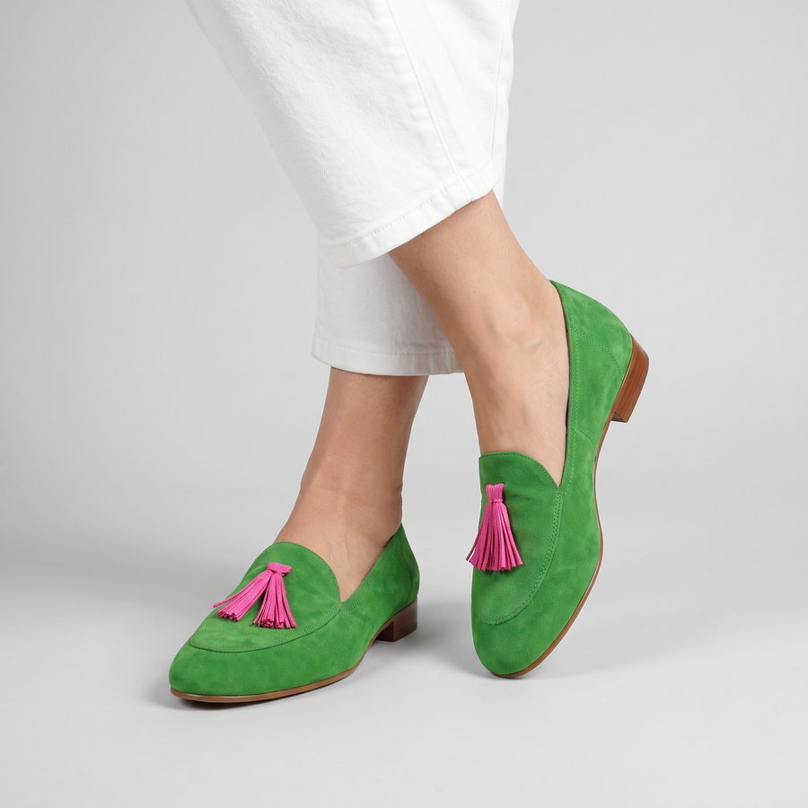 Haven round toe loafers with tassel worn