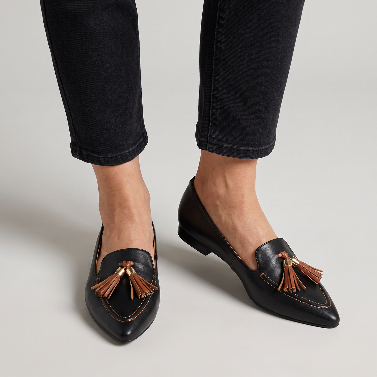 Vesperia pointed flats with fringe charm worn