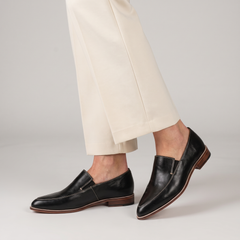 Thalia pointed slip-on shoes with contrast stitching worn