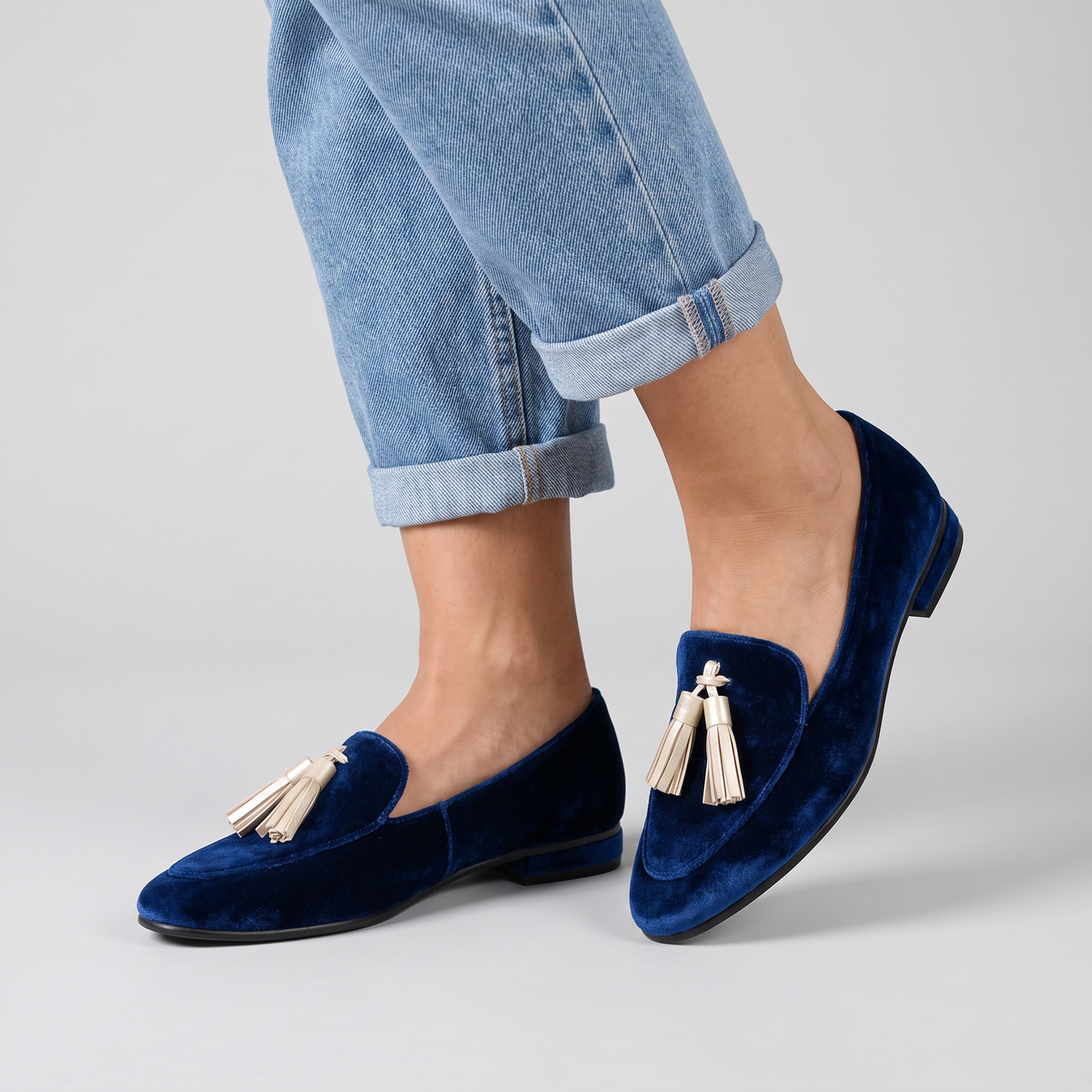 Celestia soft-touch loafers with double tassel worn