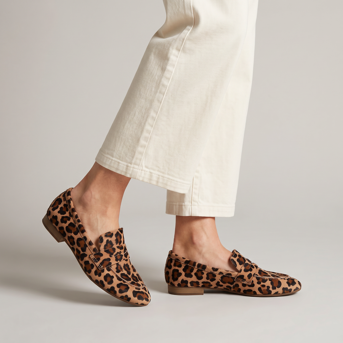 Virelle leopard loafers with side buckle strap worn