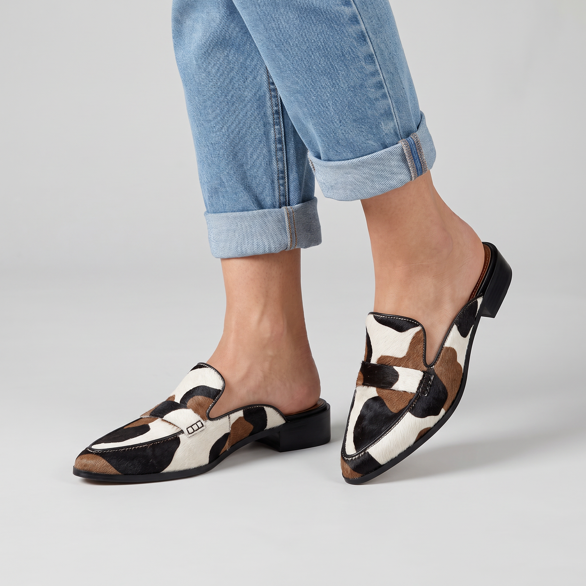 Rory pointed spotted mules with strap worn