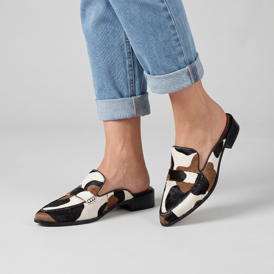 Rory pointed spotted mules with strap worn