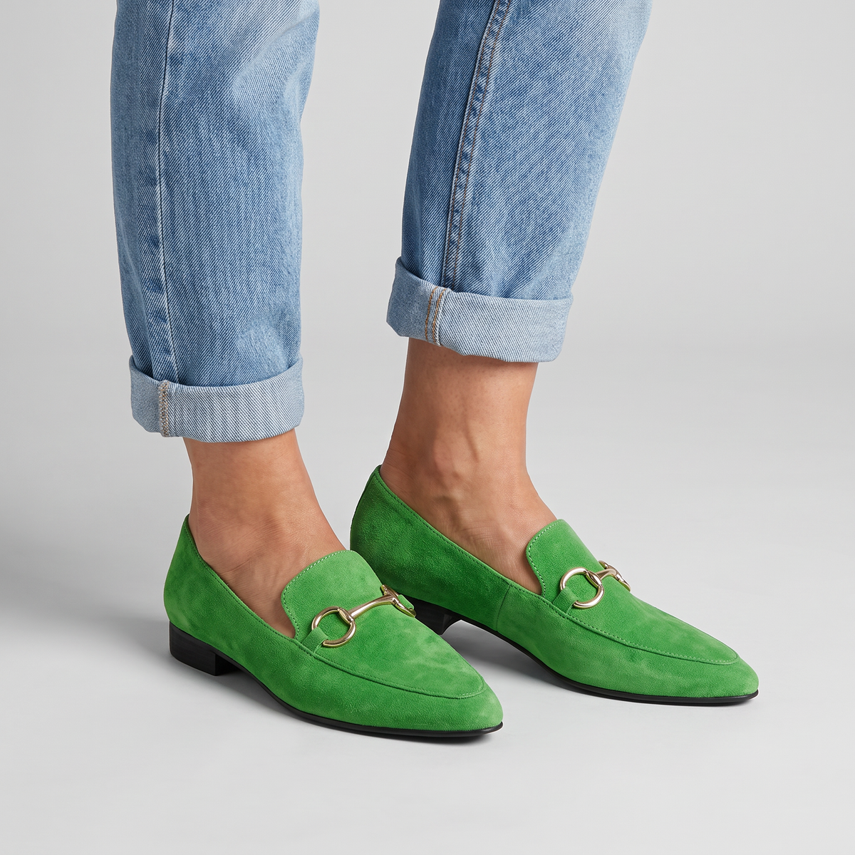 Juniper almond toe loafers with metal bit worn