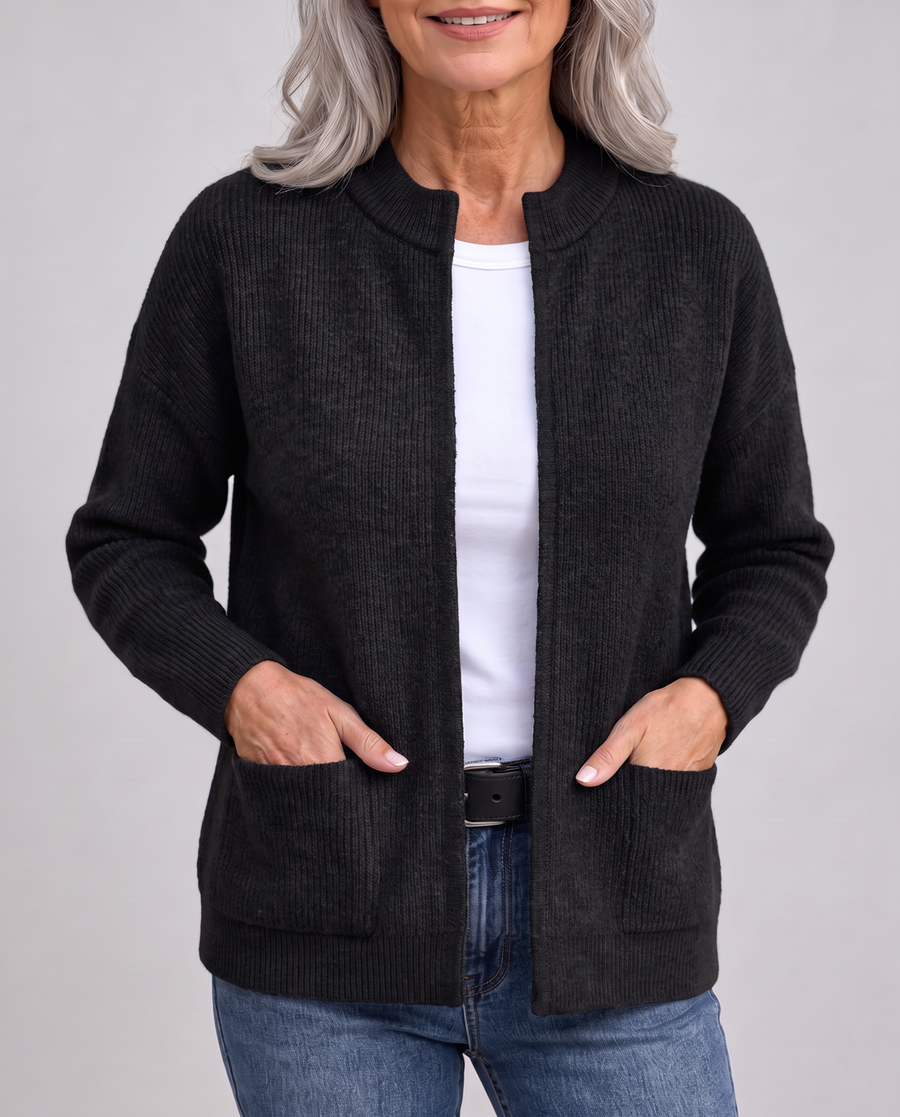 Knitted Cardigan with Pockets in Black