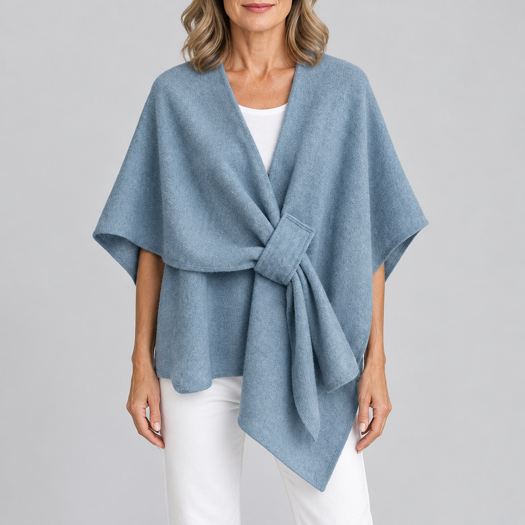 Astrid cozy loop poncho - Smoke Blue