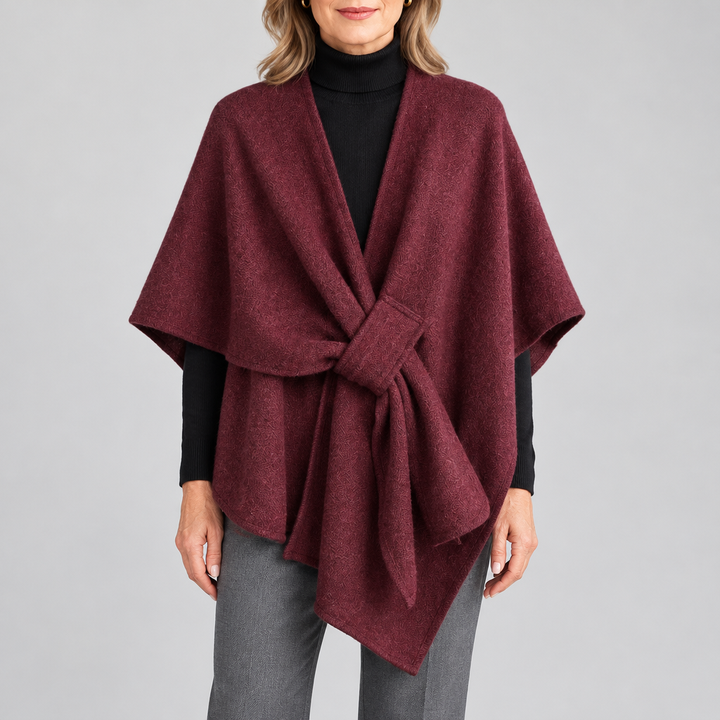 Astrid cozy loop poncho - Wine Red