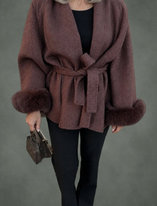 Paulette cozy wrap coat in terracotta