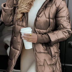 Warm Hooded Winter Coat - Brown