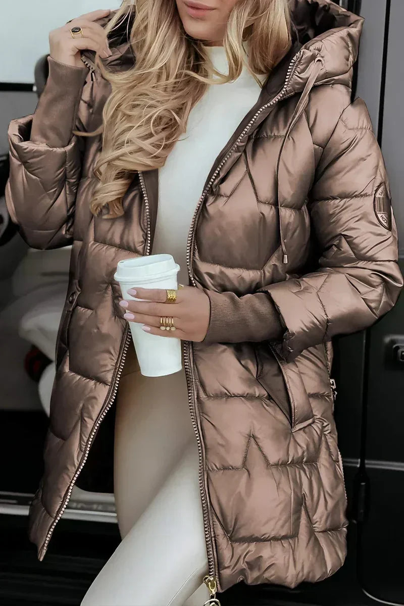 Warm Hooded Winter Coat - Brown