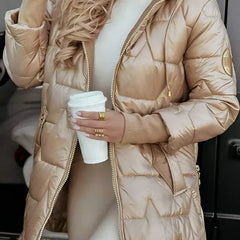 Warm Hooded Winter Coat - Beige