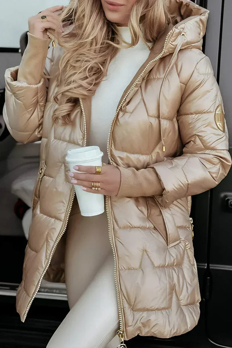 Warm Hooded Winter Coat - Beige