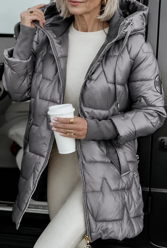 Milena | Winter Jacket with Hood - Gray