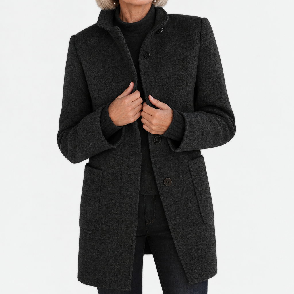Irene | Elegant Midi Coat - Black