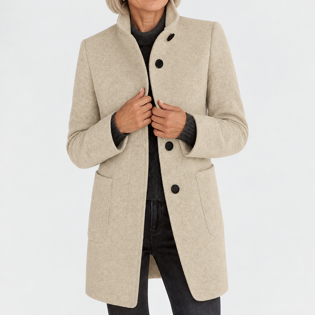 Irene | Elegant Midi Coat - Beige