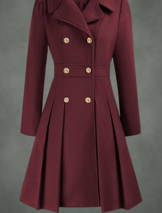 Josette double-breasted coat in burgundy