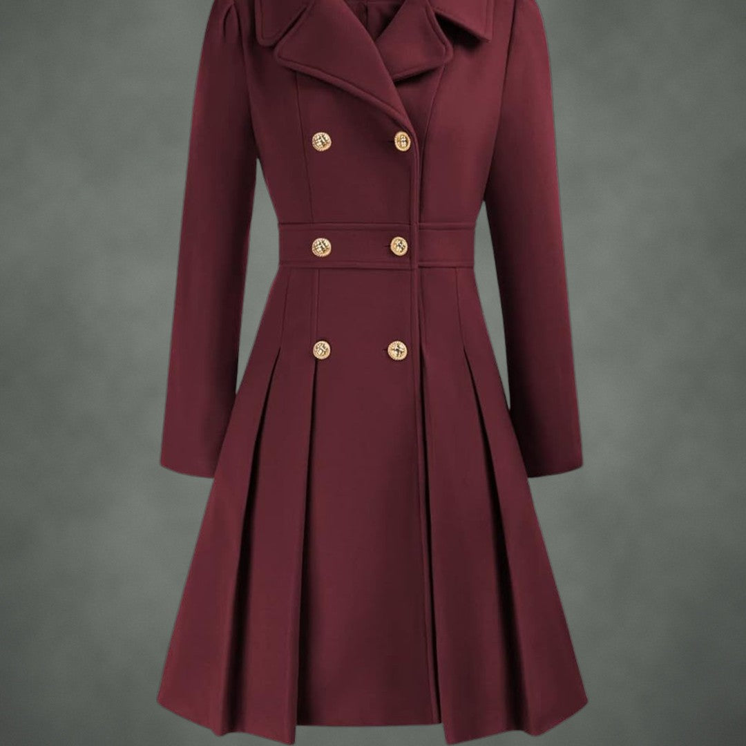 Josette double-breasted coat in burgundy