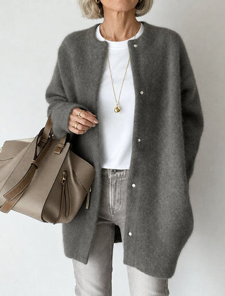 Rosalind relaxed collarless coat in gray