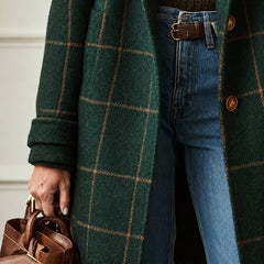 Cecile | Elegant Long Plaid Coat