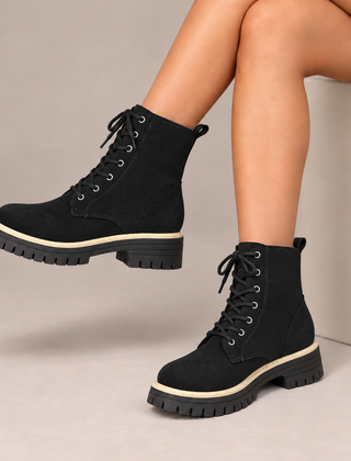 Juniper | Lace-Up Platform Boots in Black