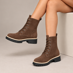 Juniper | Lace-Up Platform Boots in Brown