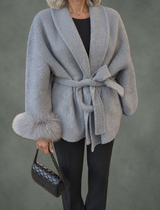 Paulette cozy wrap coat in gray