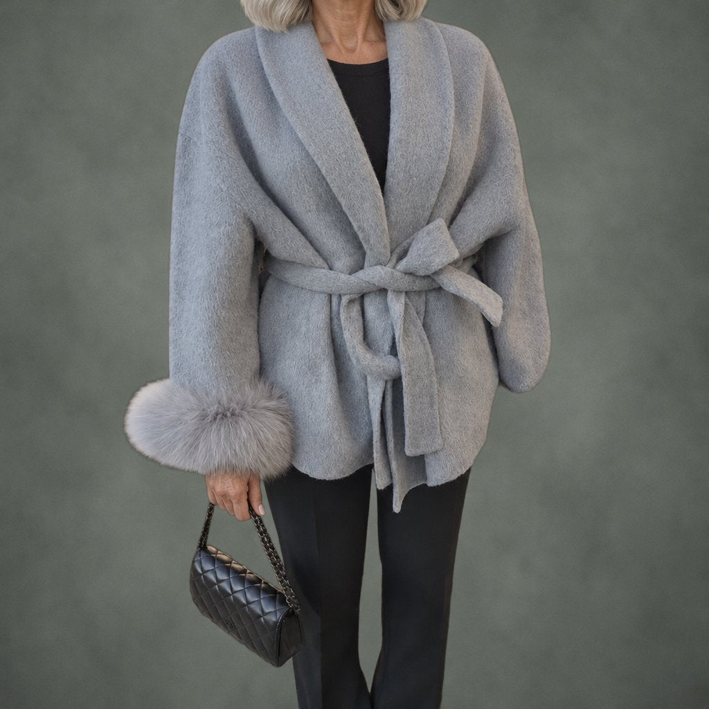 Paulette cozy wrap coat in gray