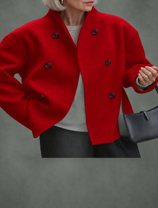 Blandine short double-breasted coat in red