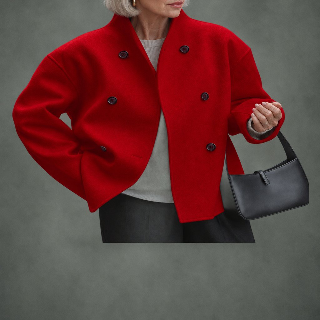Blandine short double-breasted coat in red