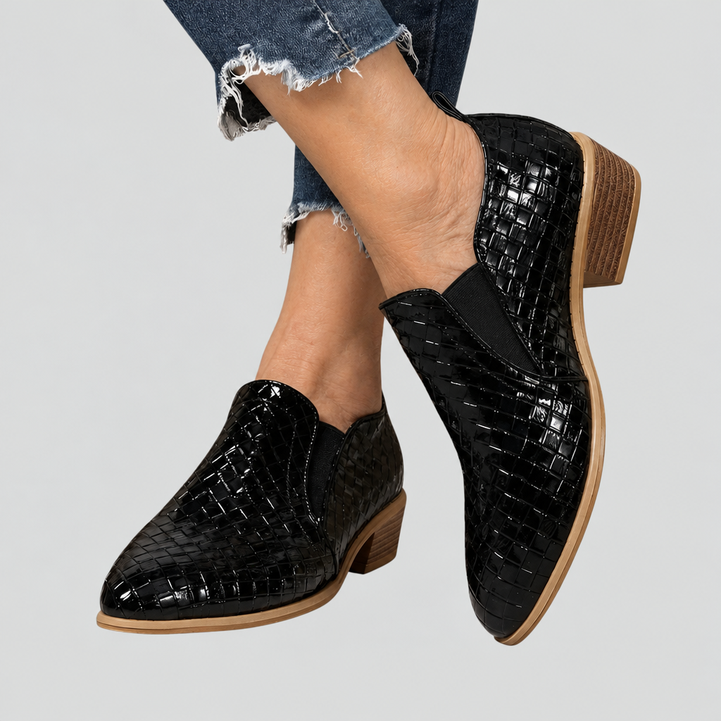 Juliana woven block heel ankle boots - Black