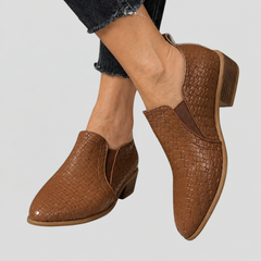 Juliana woven block heel ankle boots - Dark Brown