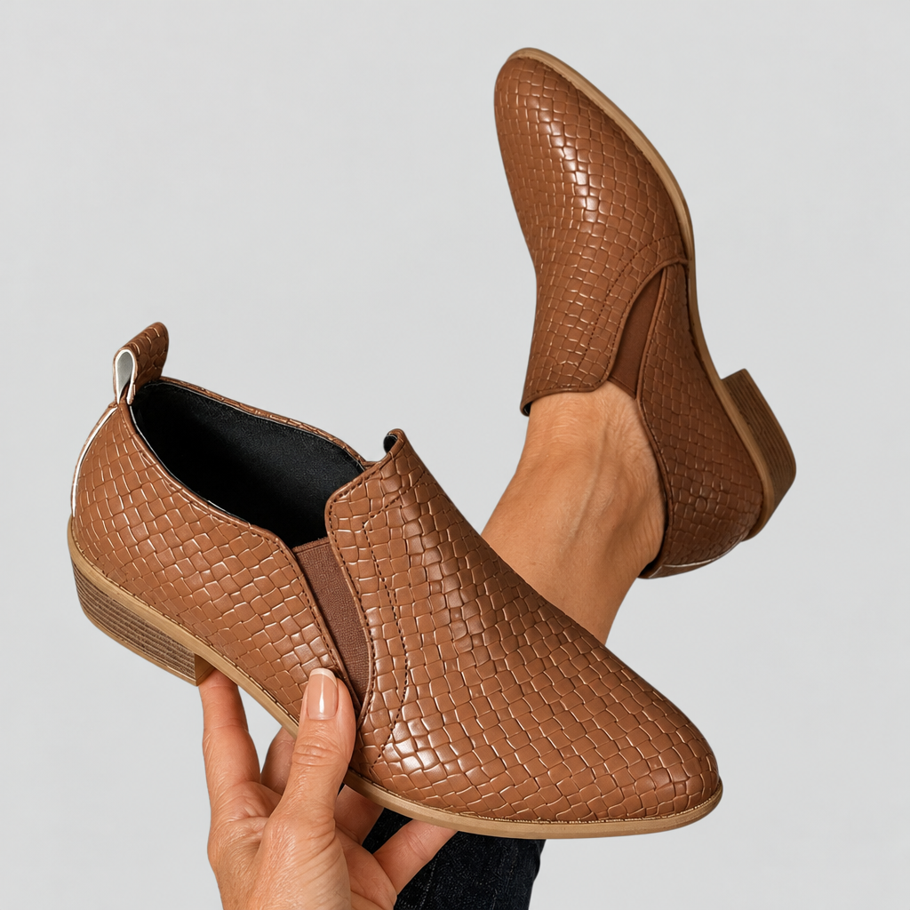 Juliana woven block heel ankle boots