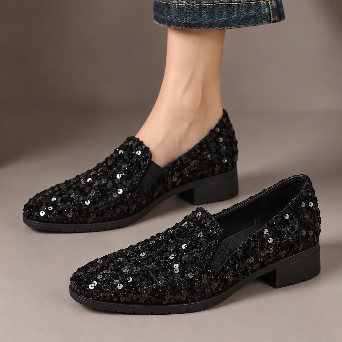 Merle | Sequin Slip-On Loafers
