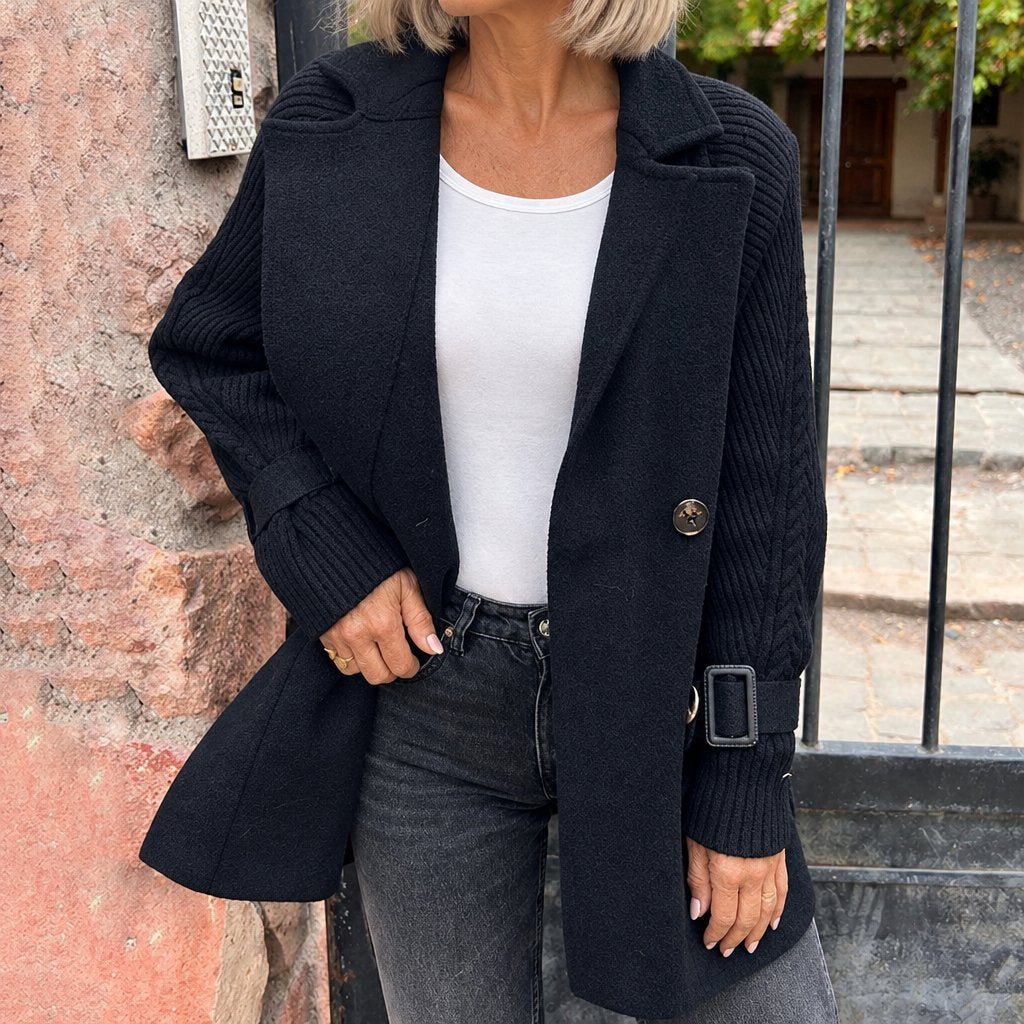Simone double-breasted midi coat in black