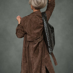 Noelle long belted trench, detail