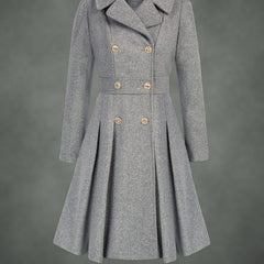 Josette double-breasted coat in light gray