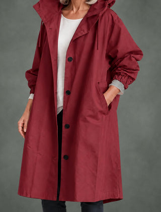 Apolline hooded long trench in wine