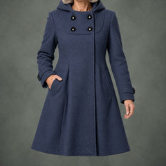 Ginette hooded swing coat in charcoal