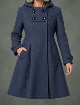 Ginette hooded swing coat in charcoal
