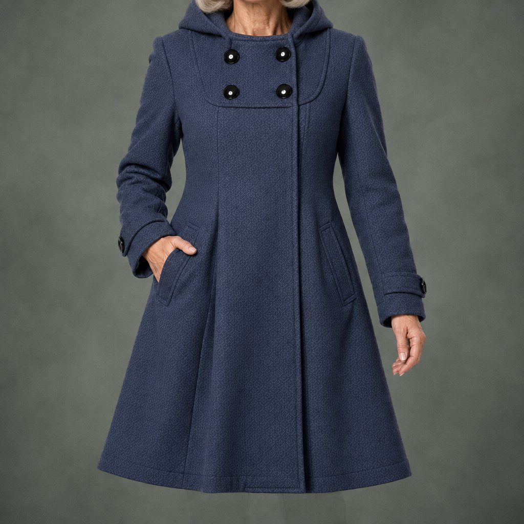 Ginette hooded swing coat in charcoal