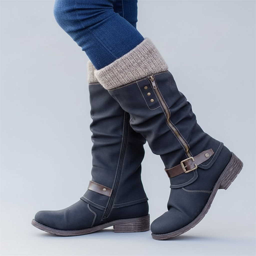 Bonnie | Elegant Supportive Buckle Boots in Black